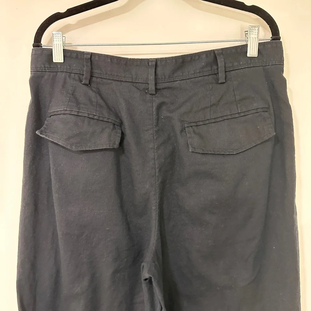 Banana Republic Linen Blend Pleated Pants Womens 14 Black Capsule‎ Minimalist